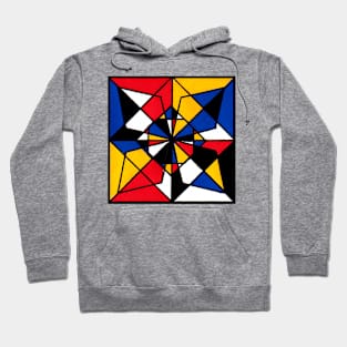 Mondrian Inspired Geometric Abstract Acrylic Painting XVI Hoodie